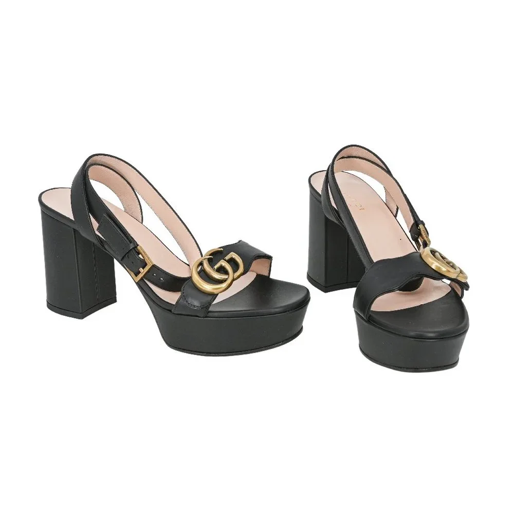 Gucci GG Marmont Leather Platform Sandals - Picture 3 of 14